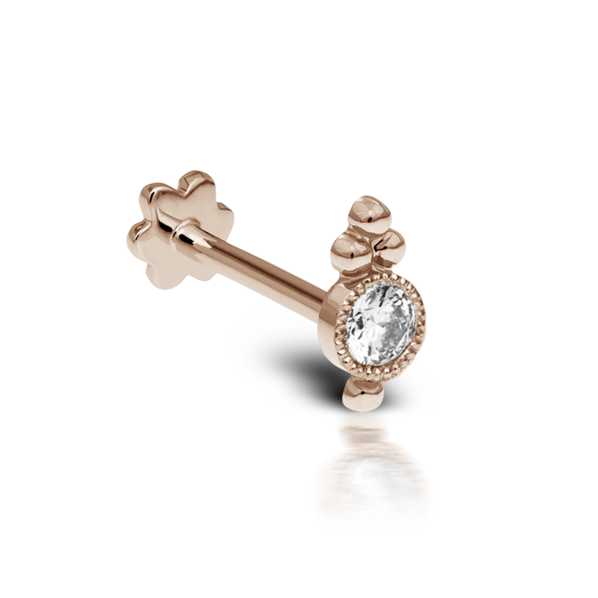 Diamond Four Ball Trinity Threaded Stud Earring With Titanium Backing