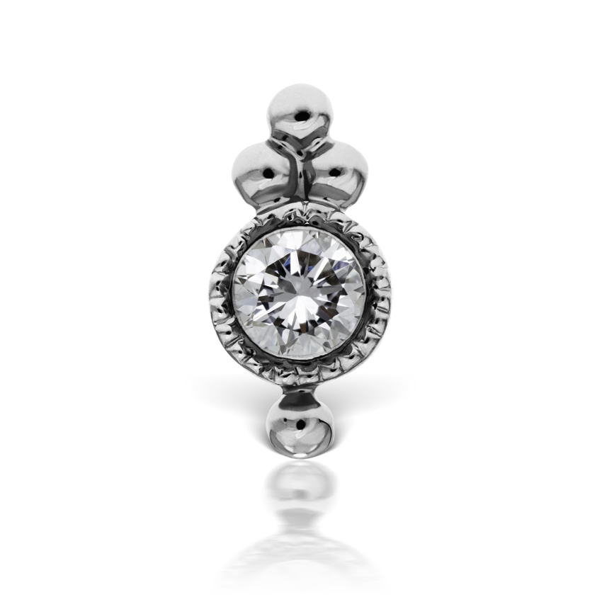 Diamond Four Ball Trinity Threaded Stud Earring With Titanium Backing