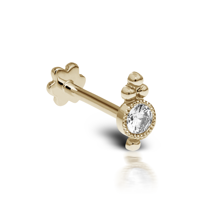 Diamond Four Ball Trinity Threaded Stud Earring With Titanium Backing