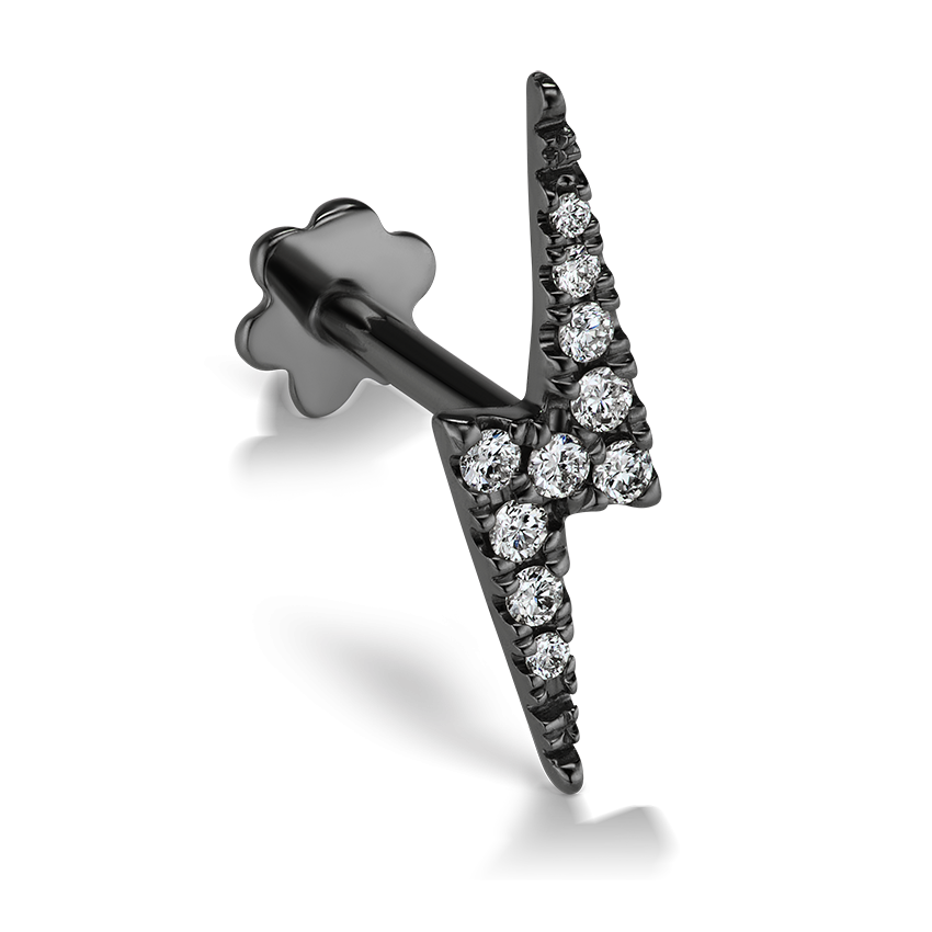 Diamond Lightning Bolt Threaded Stud Earring