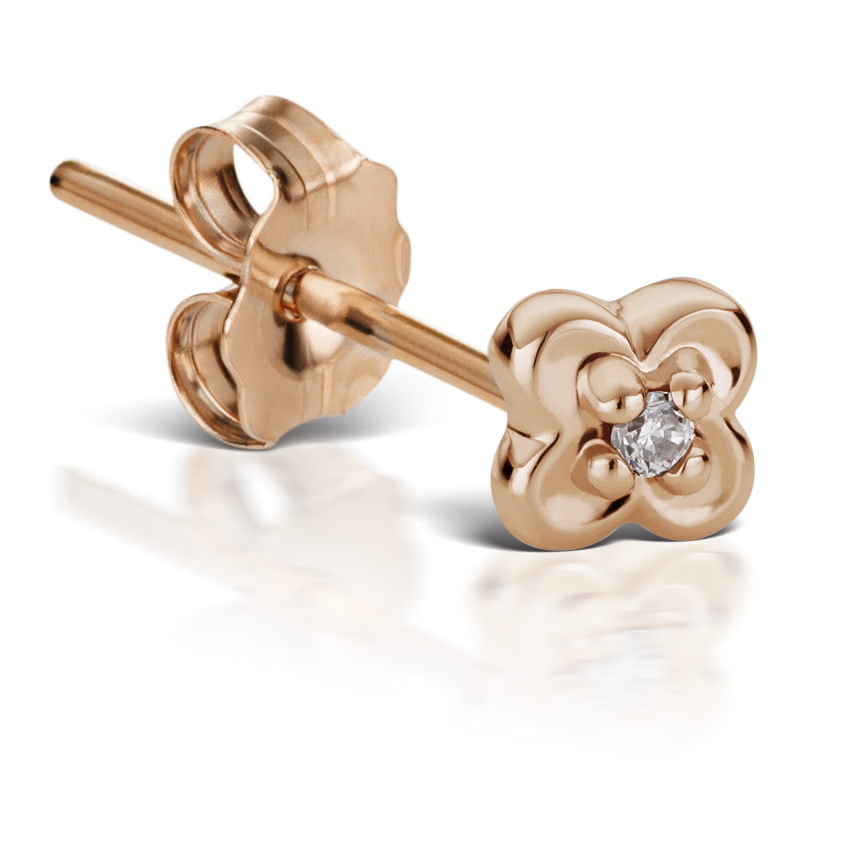 Diamond Lucky Clover Stud Earring