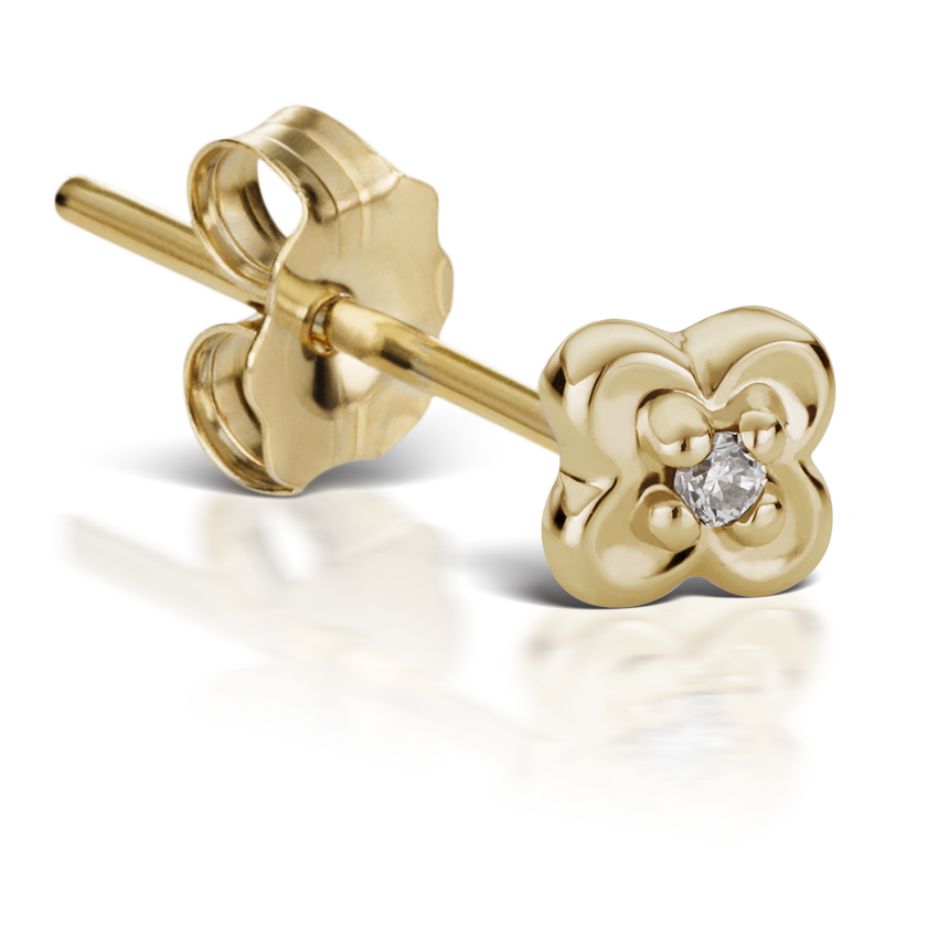 Diamond Lucky Clover Stud Earring