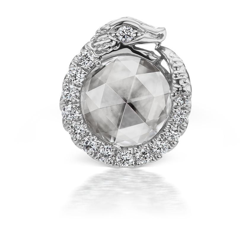 Diamond Pavé Ouroboros Threaded Stud Earring