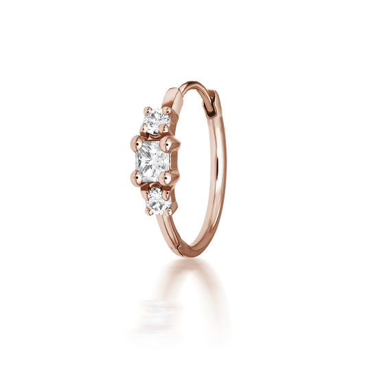 2mm Princess Diamond Hoop Earring (Non-Rotating)