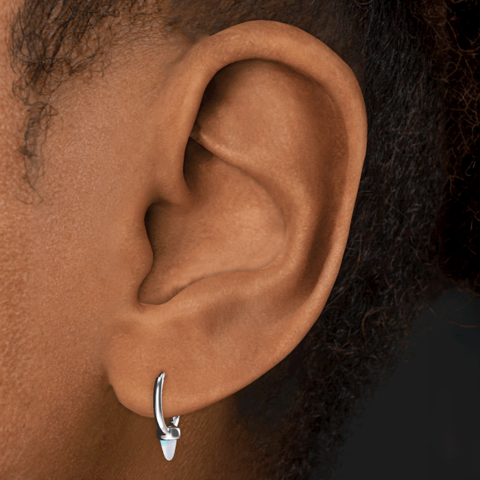 Opal Single Short Spike Hoop Earring (Non-Rotating)