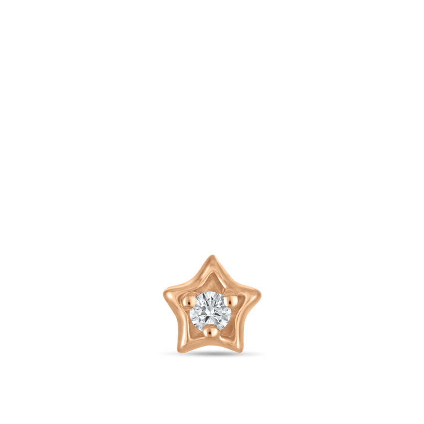Diamond Solitaire Star Stud Earring