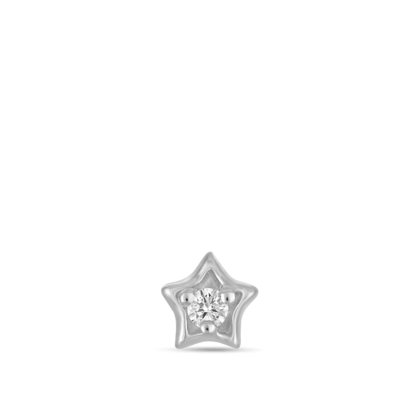 Diamond Solitaire Star Stud Earring