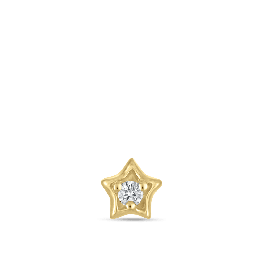 Diamond Solitaire Star Stud Earring