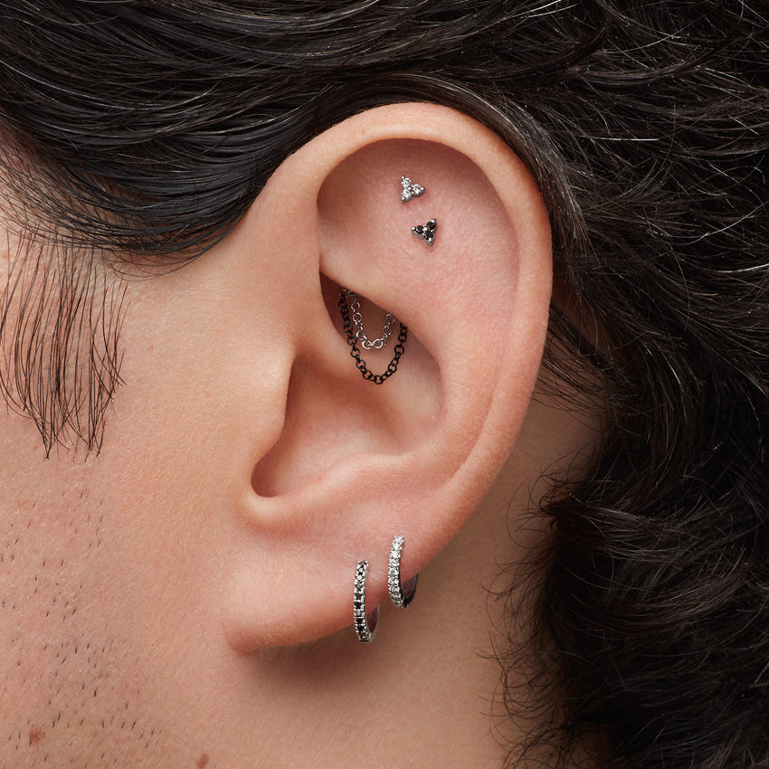 Black Diamond Eternity Hoop Earring
