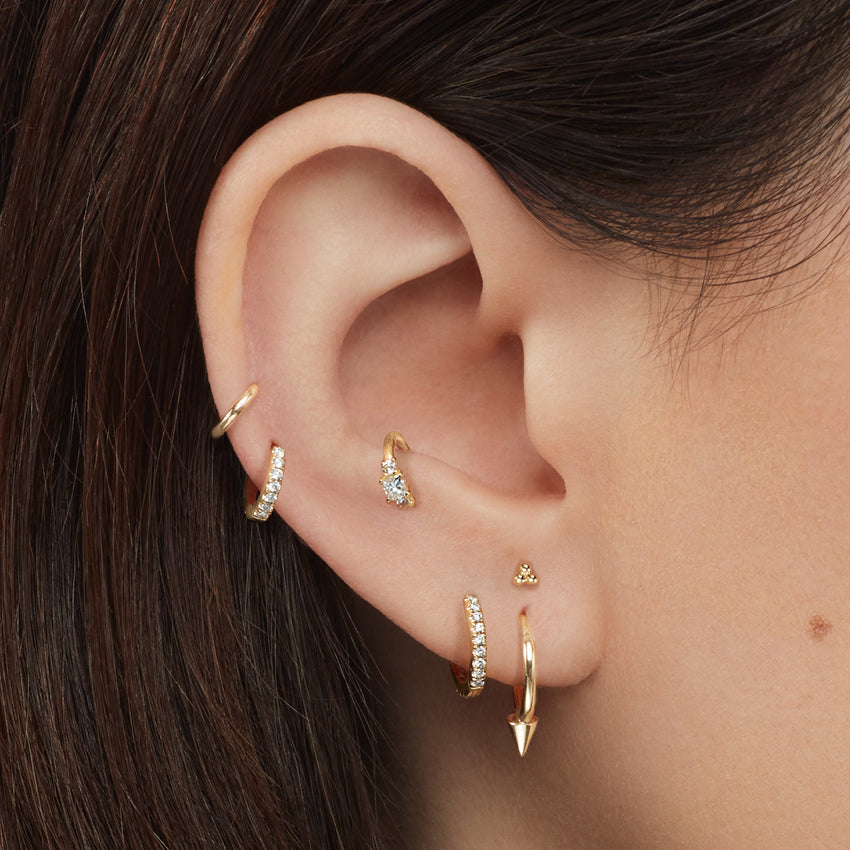 Single Short Spike Hoop Earring (Non-Rotating)
