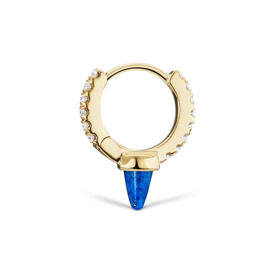 Lapis Single Short Spike Diamond Eternity Hoop Earring