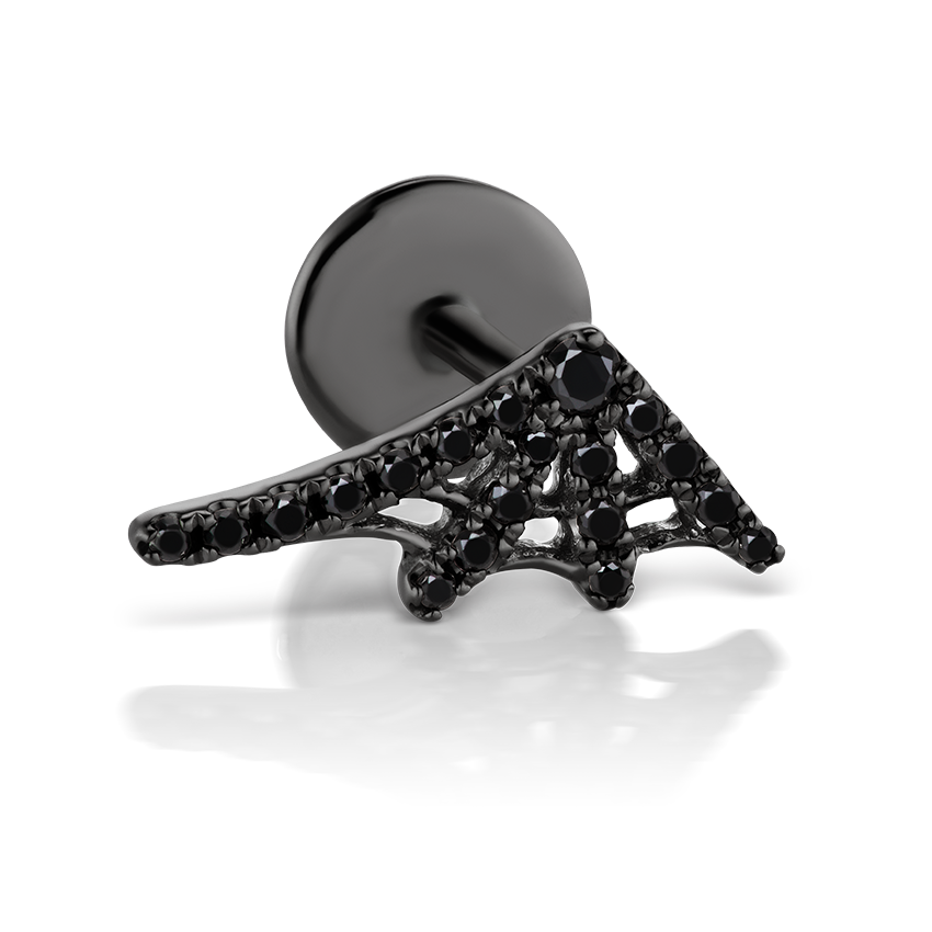 Black Diamond Web Threaded Stud Earring With Titanium Backing