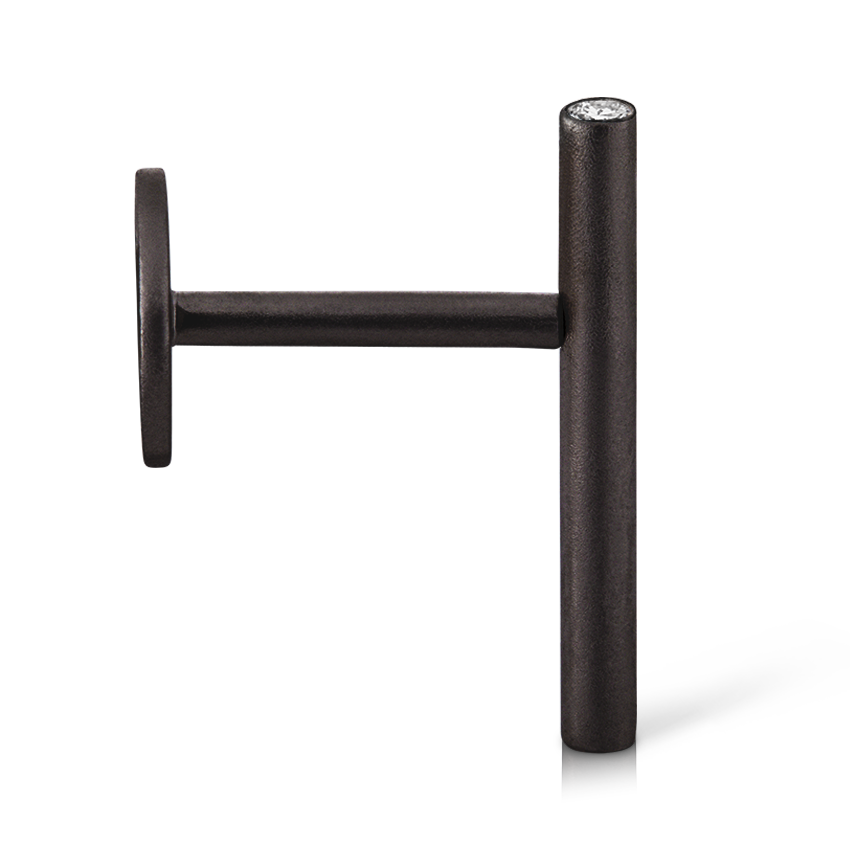 Matte Round Bar with Diamond Ends Threaded Stud Earring With Titanium Backing