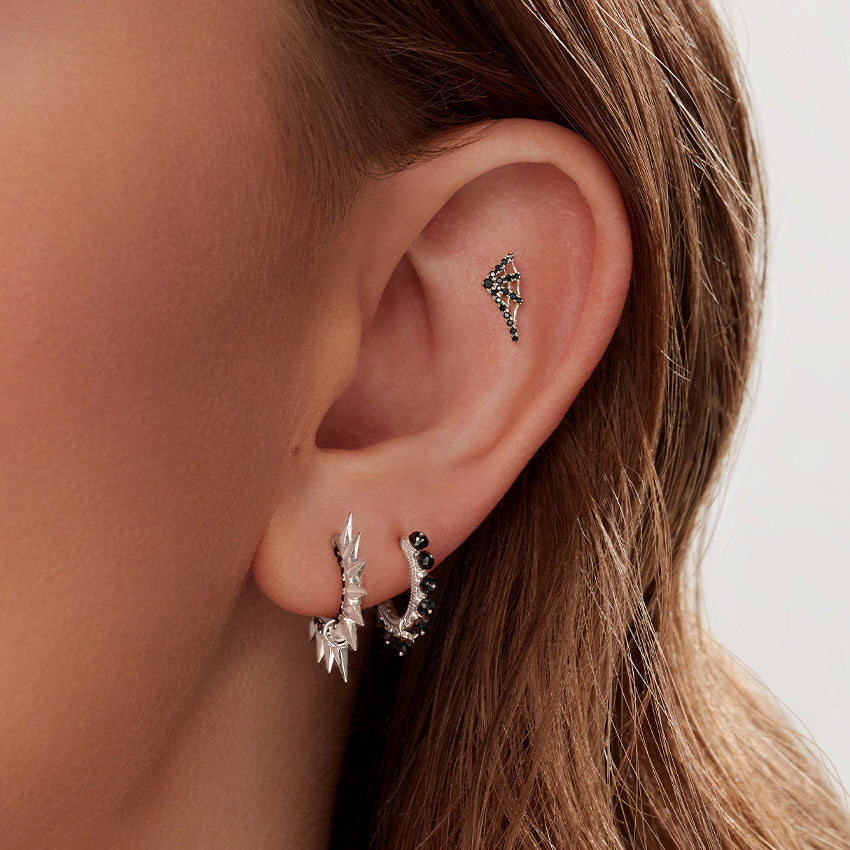 Black Diamond Web Threaded Stud Earring