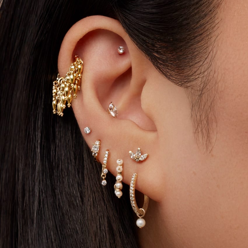 2mm Diamond Princess Hoop Earring