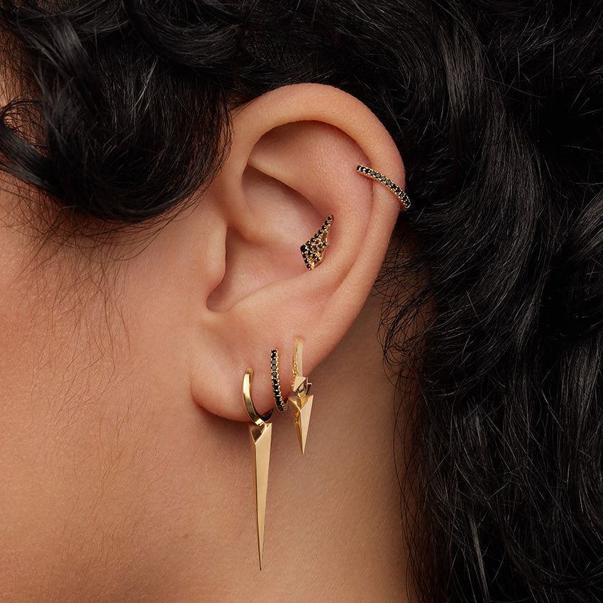 Black Diamond Web Threaded Stud Earring