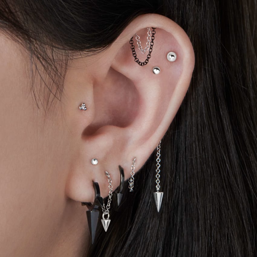 Single Short Spike Hoop Earring (Non-Rotating)