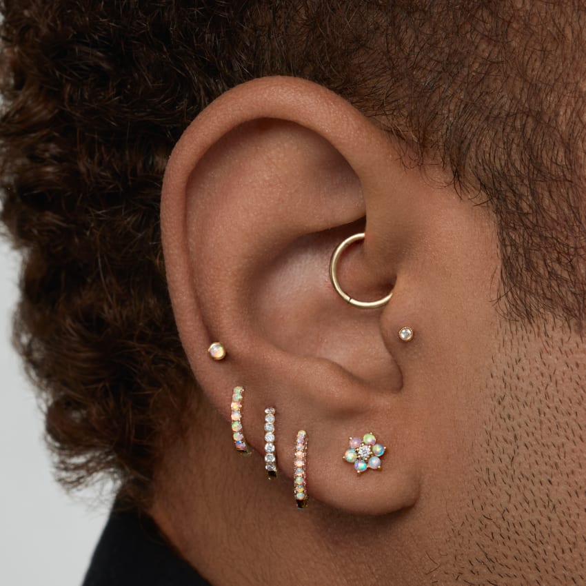 Opal Threaded Stud Earring With Titanium Backing