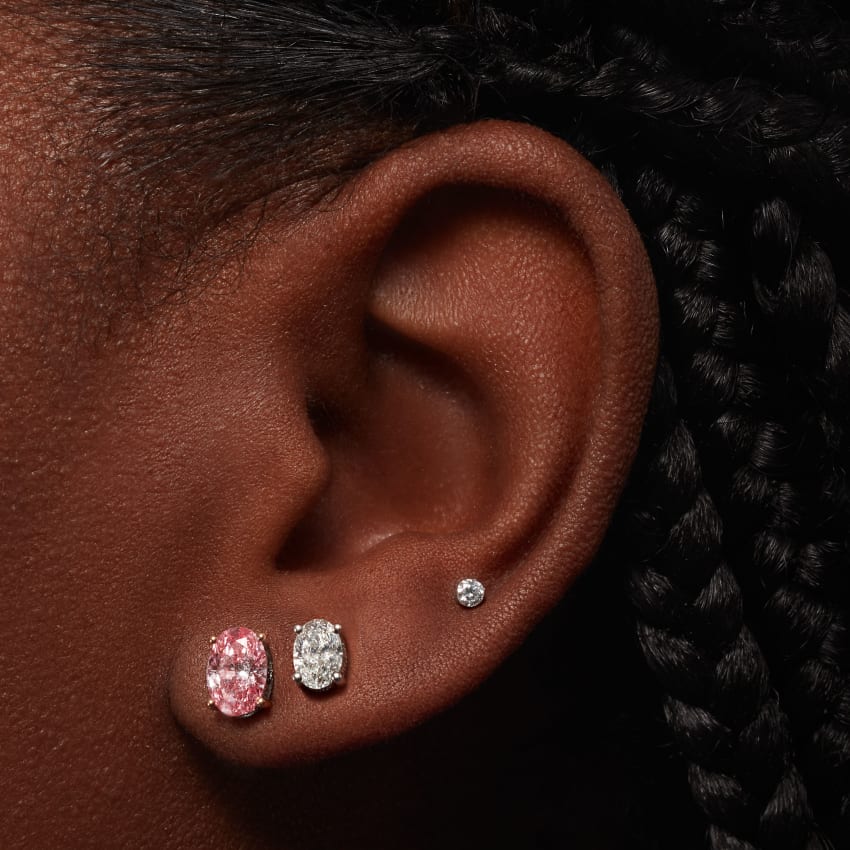 Invisible Set Diamond Threaded Stud Earring With Titanium Backing