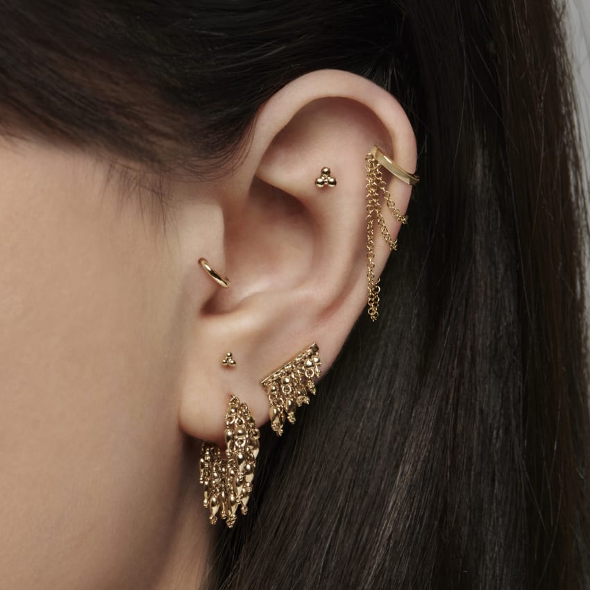 Gold Tassel Eternity Hoop Earring