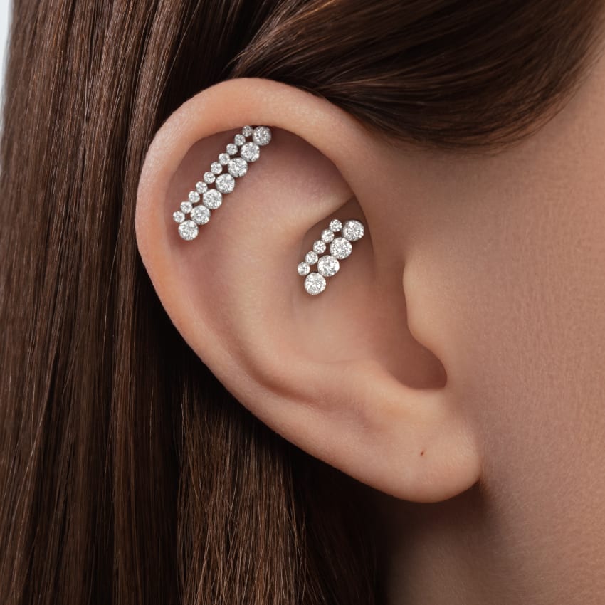 Invisible Set Diamond Apsara Bar Threaded Stud Earring
