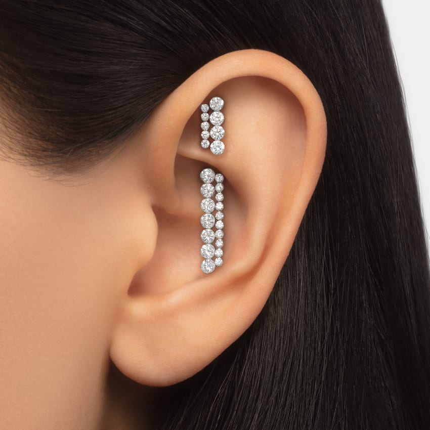 Invisible Set Diamond Apsara Bar Threaded Stud Earring