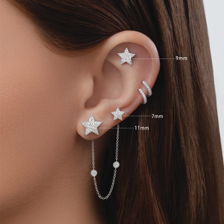 Invisible Set Diamond Star Stud Earring