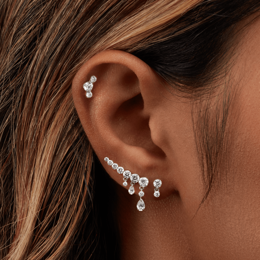 Invisible Set Diamond Dangle Stud Earring