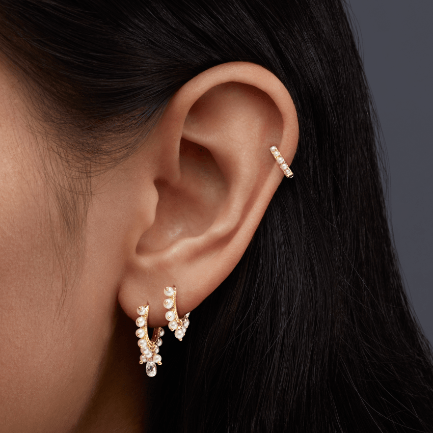 Pearl Eternity Hoop Earring