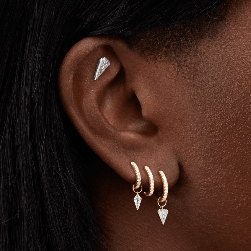 Diamond Triple Linked Eternity Hoop Earring and Cuffs
