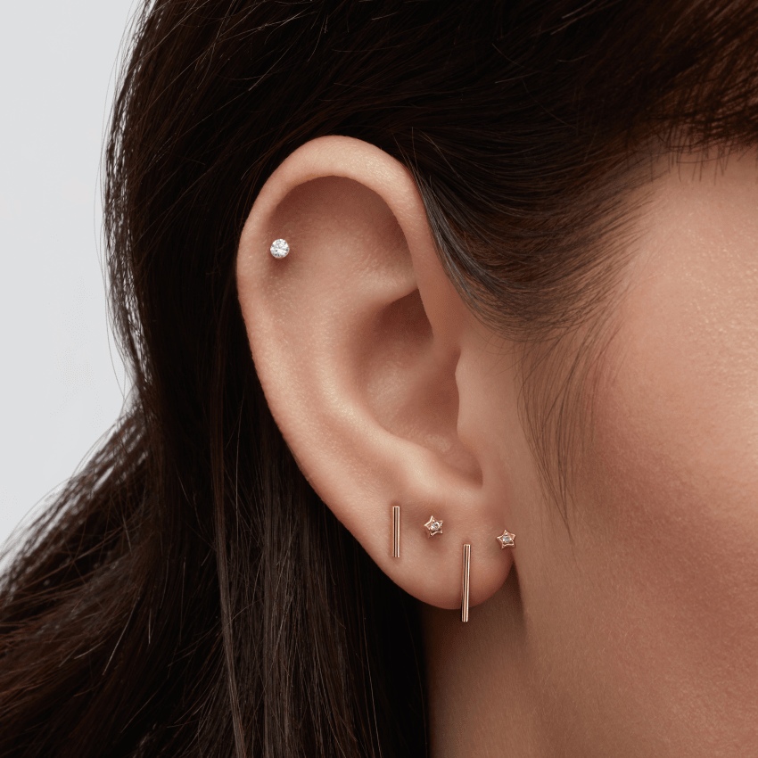 Diamond Solitaire Star Stud Earring