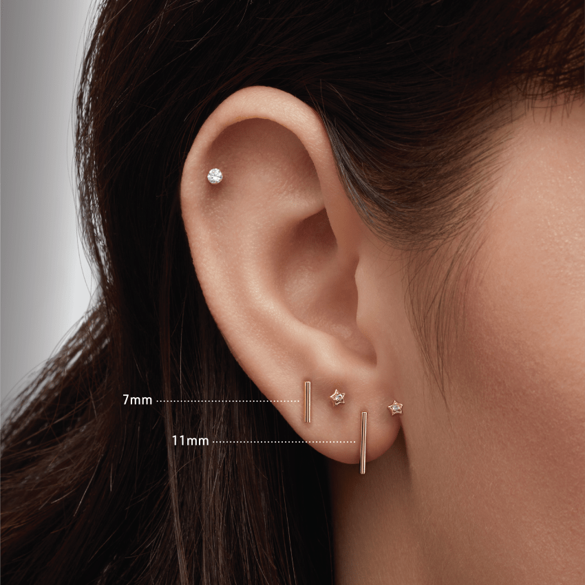 Polished Round Bar Threaded Stud Earring With Titanium Backing