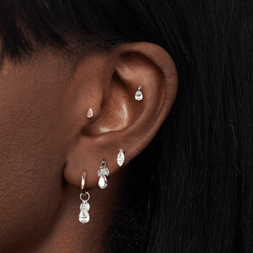 Plain Pear Shaped Threaded Stud Earring With Titanium Backing