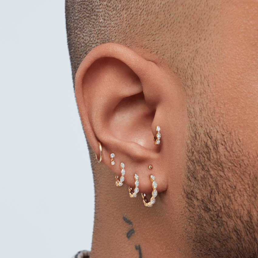 Invisible Set Diamond Dangle Threaded Stud Earring With Titanium Backing