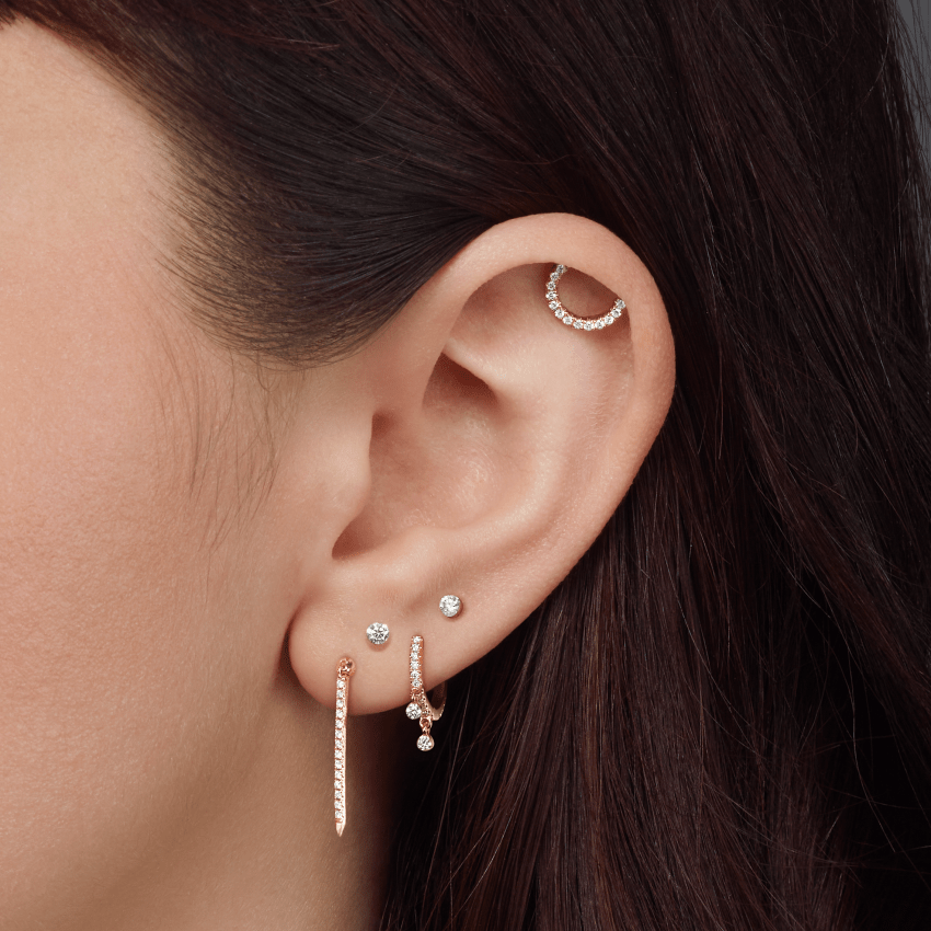 Diamond Eternity Double Dangle Hoop Earring