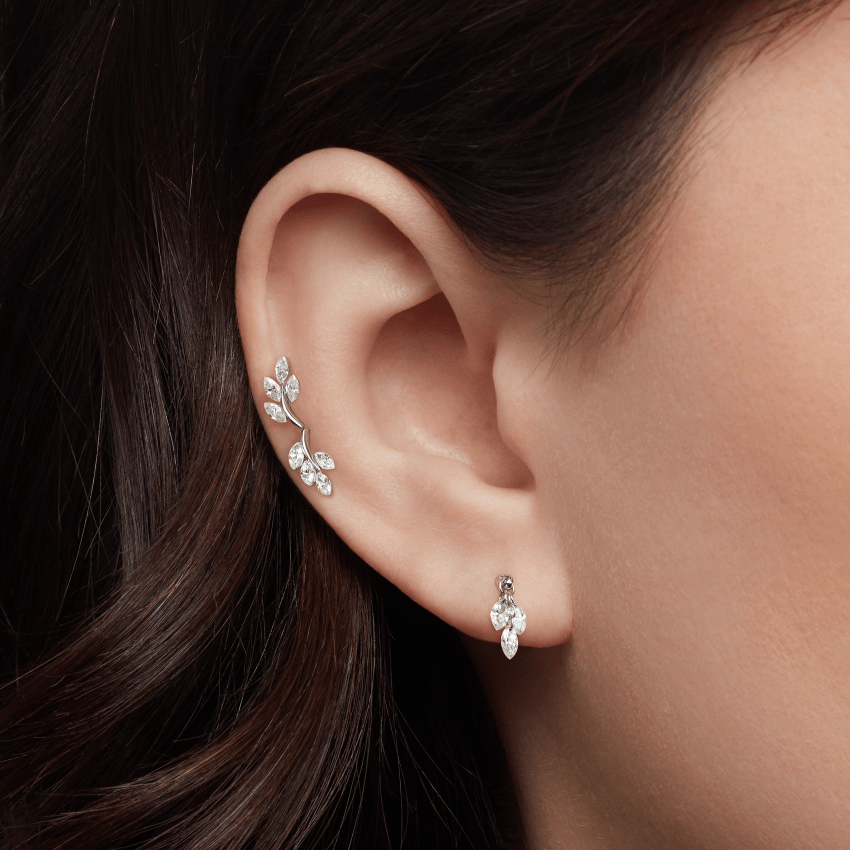 Floating Diamond Plume Threaded Charm Earring With Titanium Backing