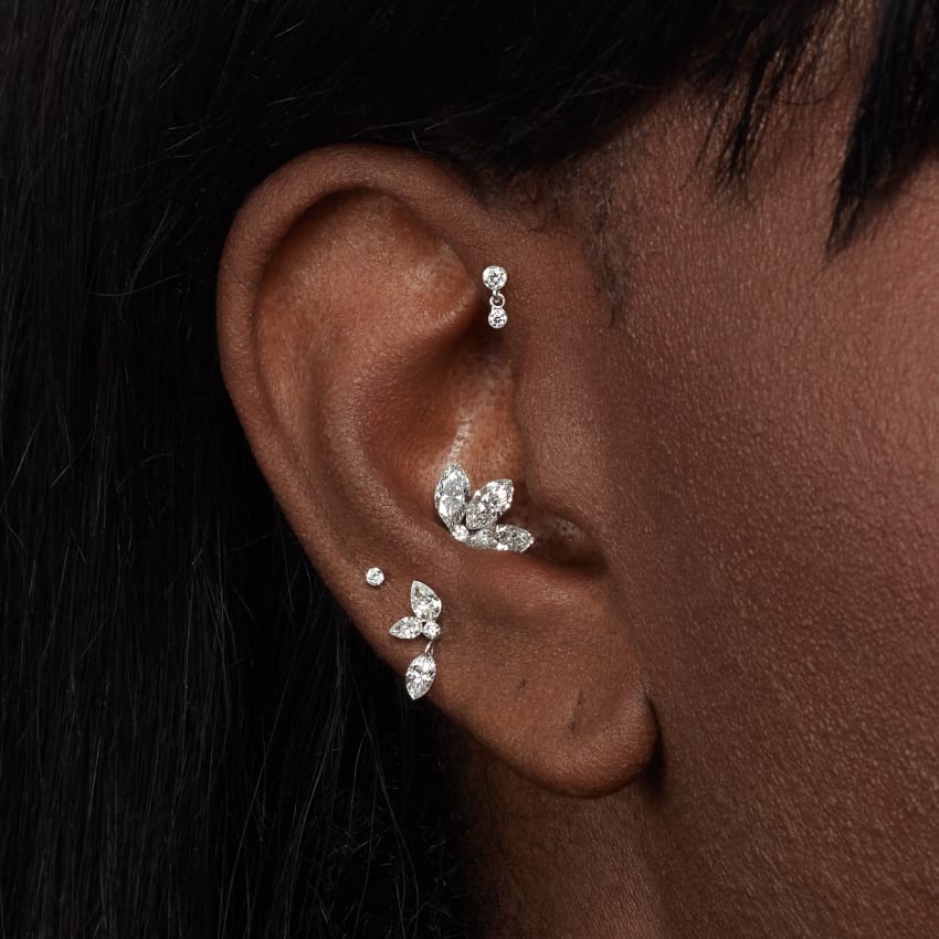 Invisible Set Diamond Dangle Threaded Stud Earring With Titanium Backing