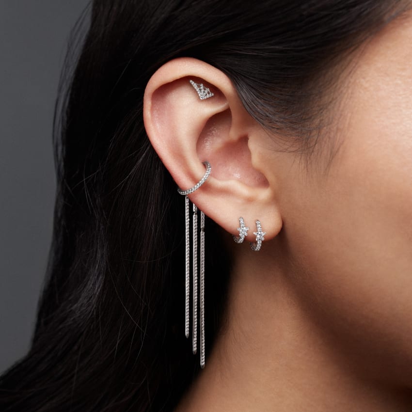 Diamond Web Threaded Stud Earring