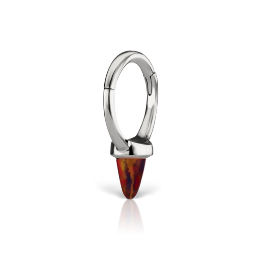 Single Short Black-Red Opal Spike Hoop Earring