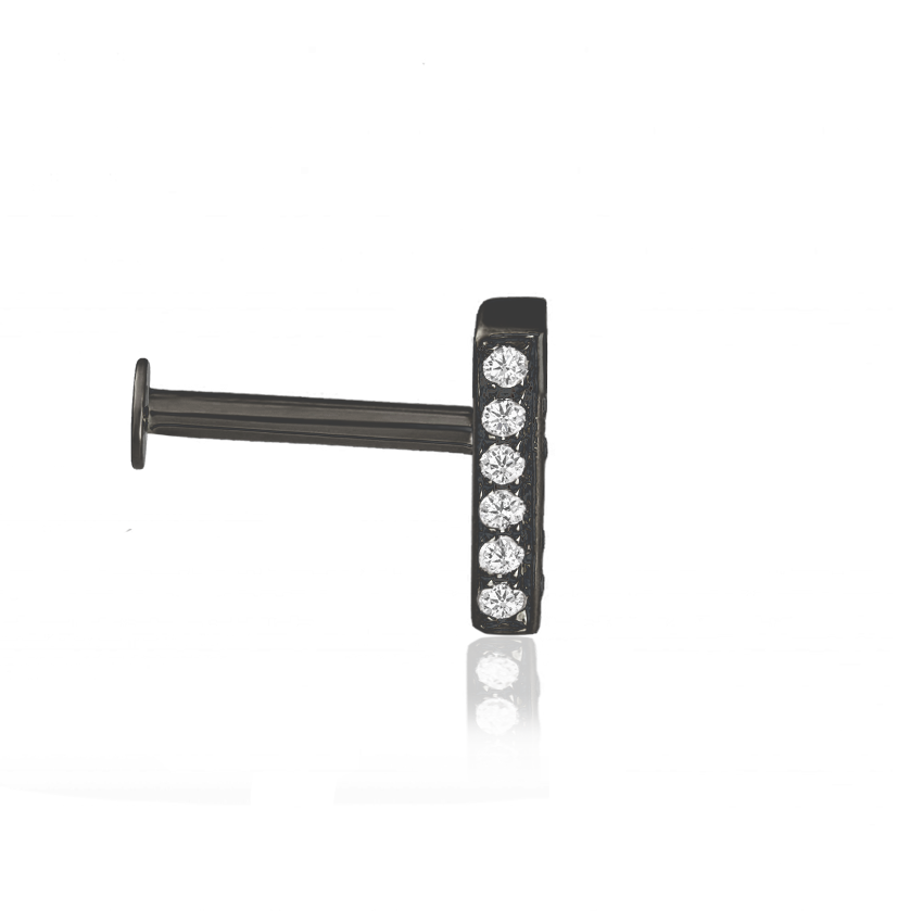 Square Diamond Pavé Bar Threaded Stud Earring With Titanium Backing