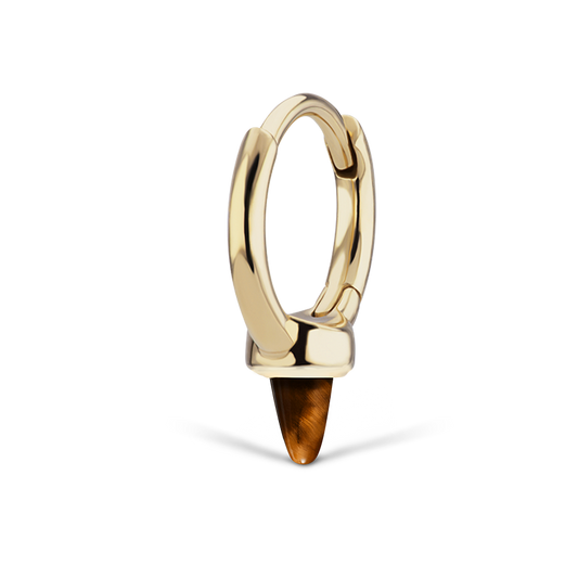 Tiger's Eye Single Short Spike Hoop Earring (Non-Rotating)