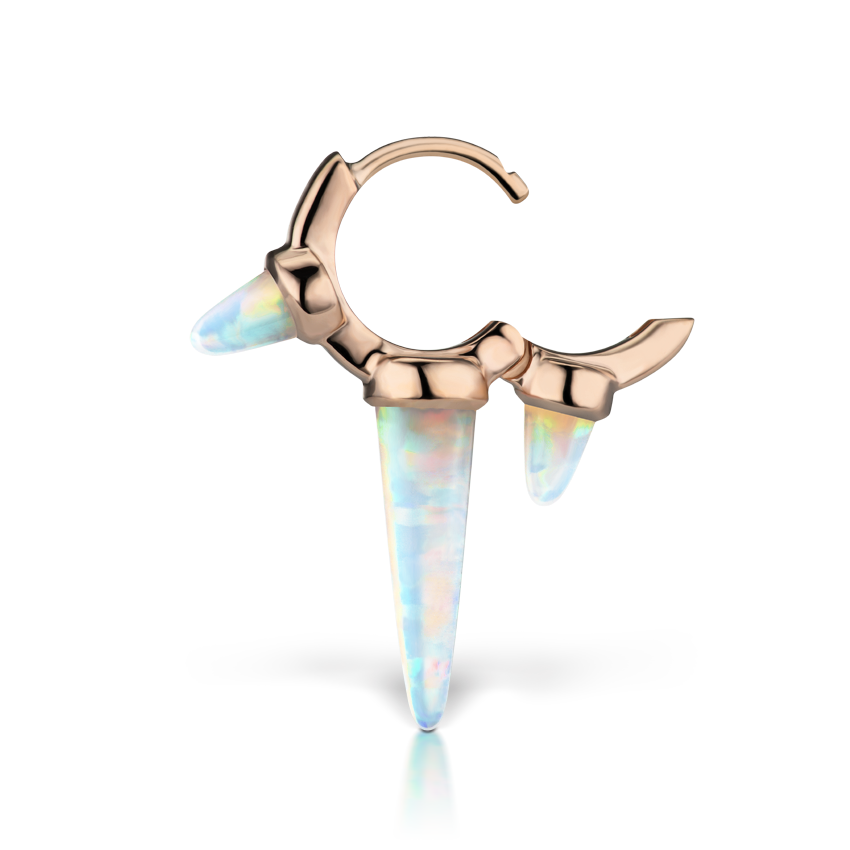 Triple Long Opal Spike Hoop Earring