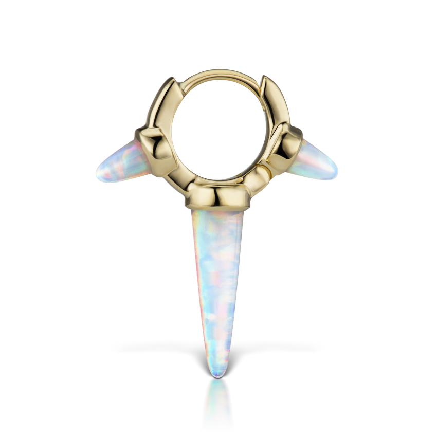 Triple Long Opal Spike Hoop Earring