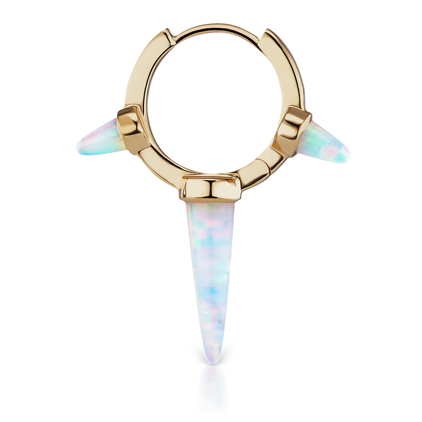 Triple Long Opal Spike Hoop Earring