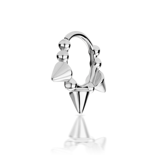 Triple Short Spike Granulated Hoop Earring