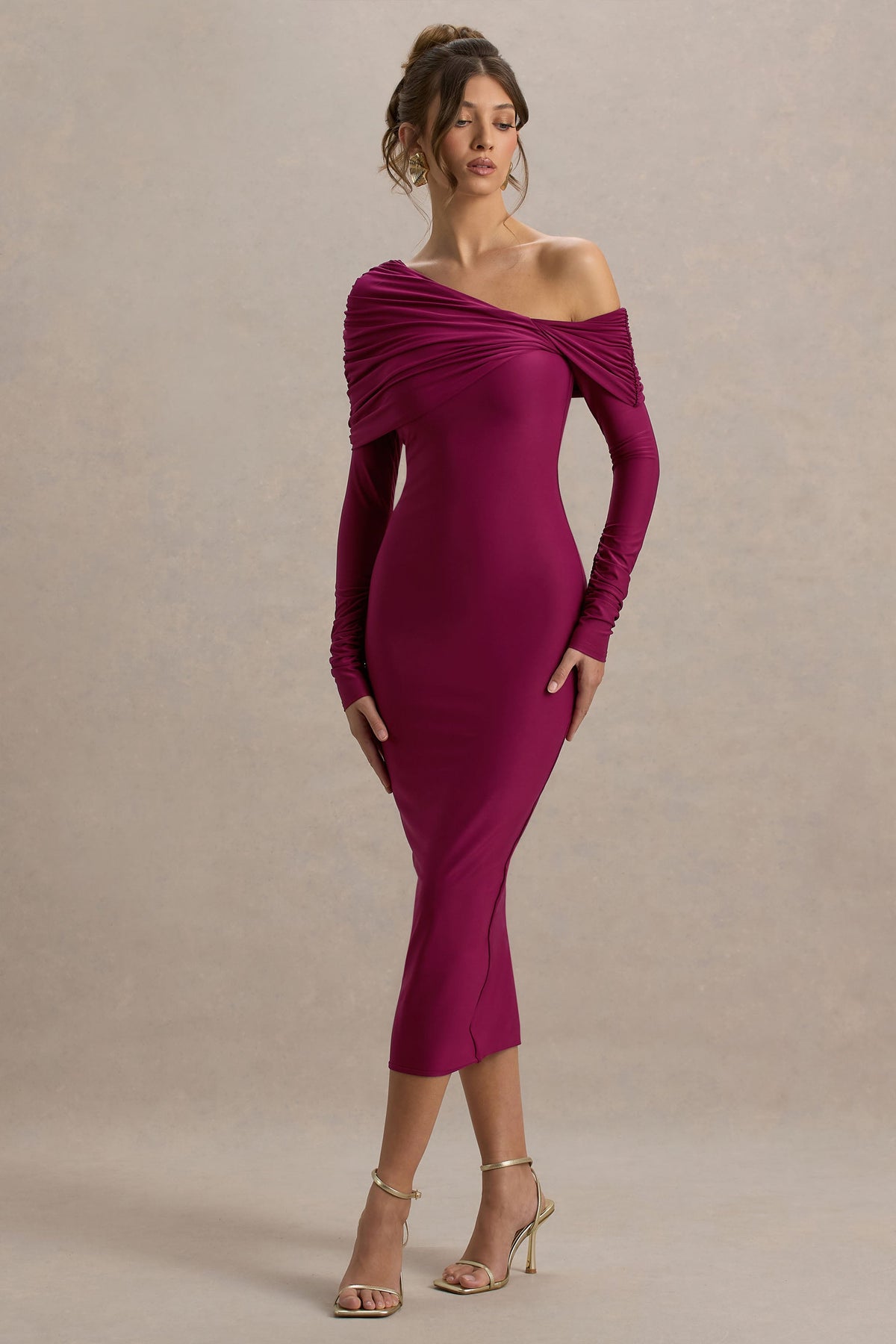 Cleo | Burgundy Bodycon Midi Dress