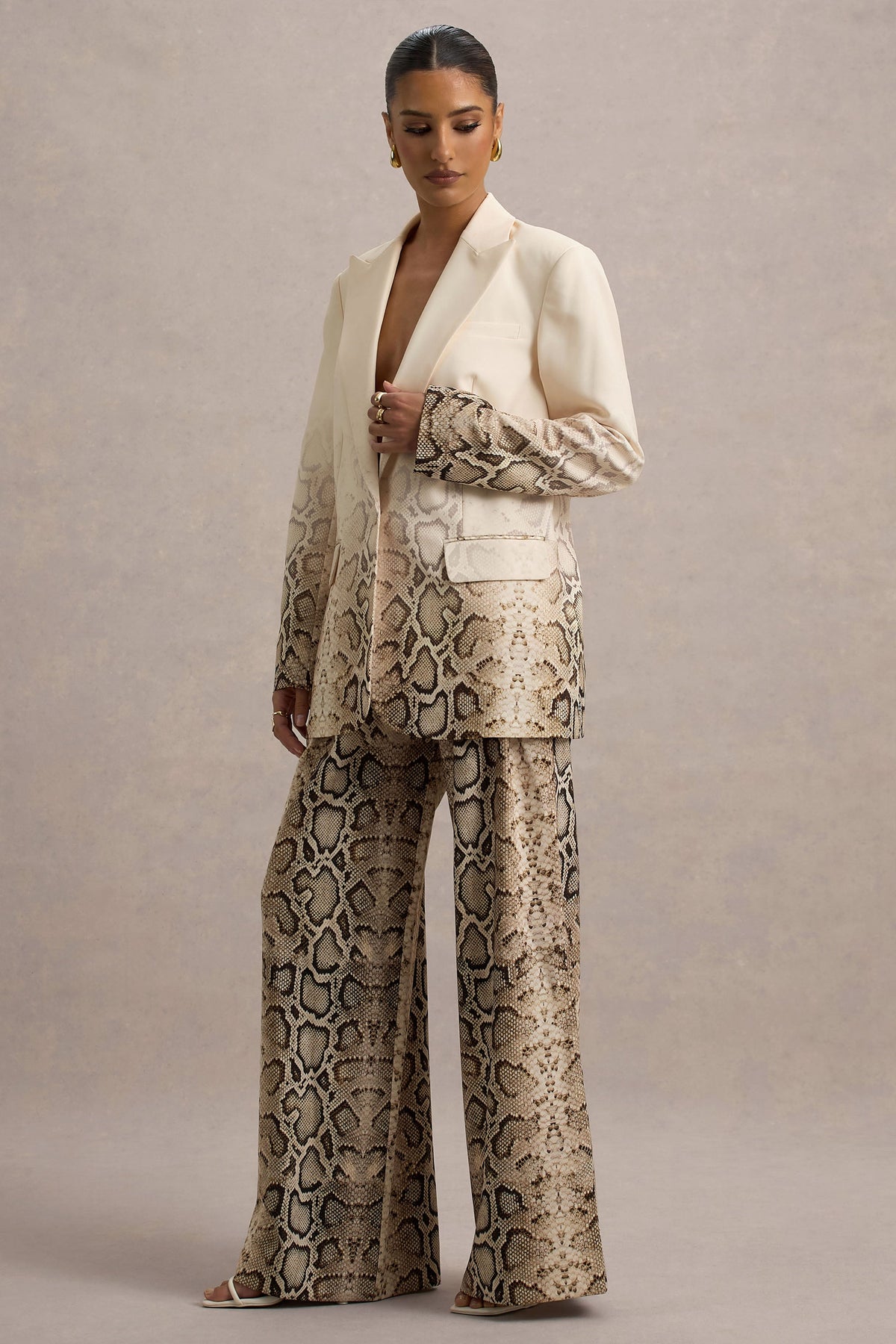 Hurley | Snake Print Plunge Long Sleeve Tailored Blazer