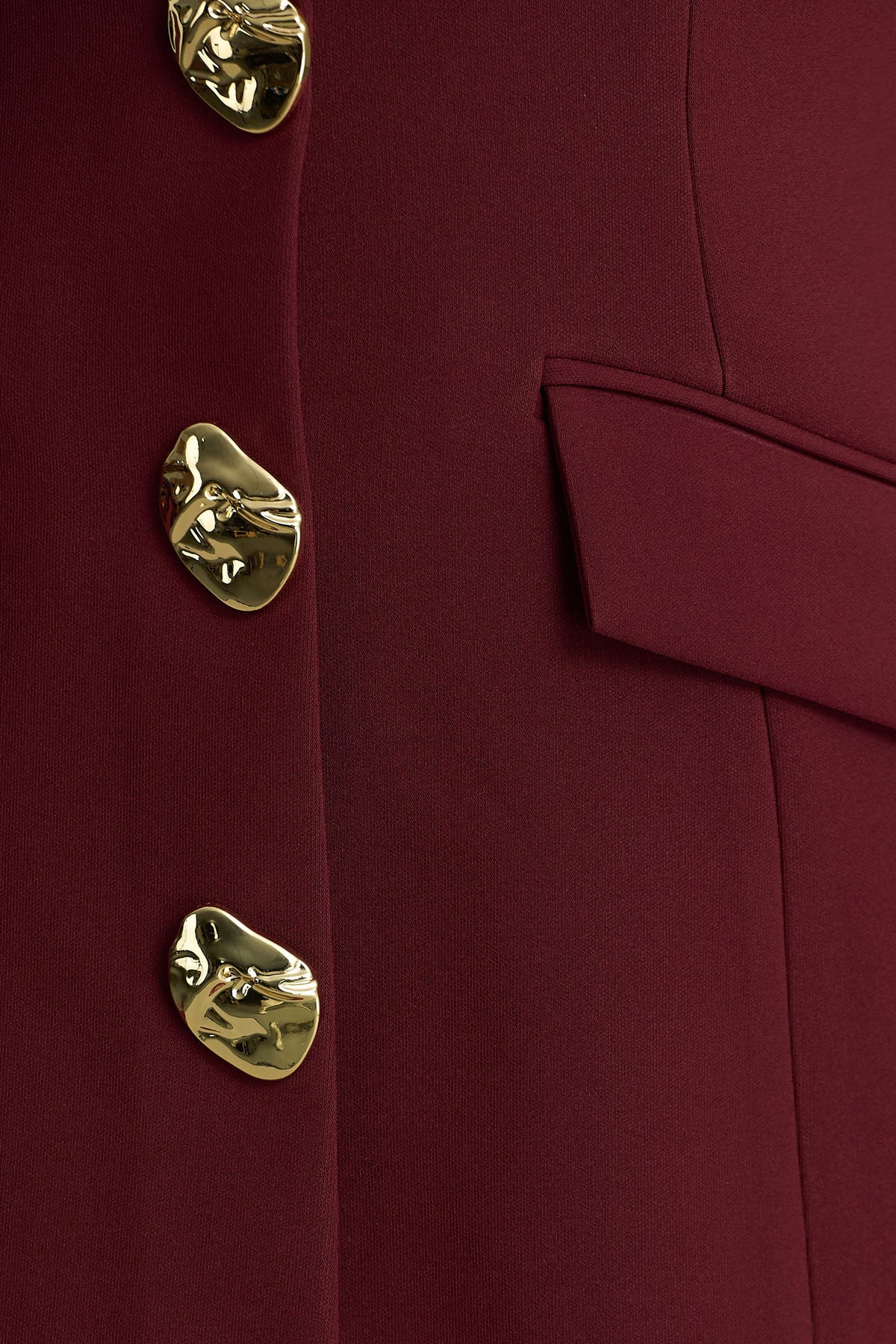 Belony | Dark Plum Crew-Neck Mini Dress With Button Detailing