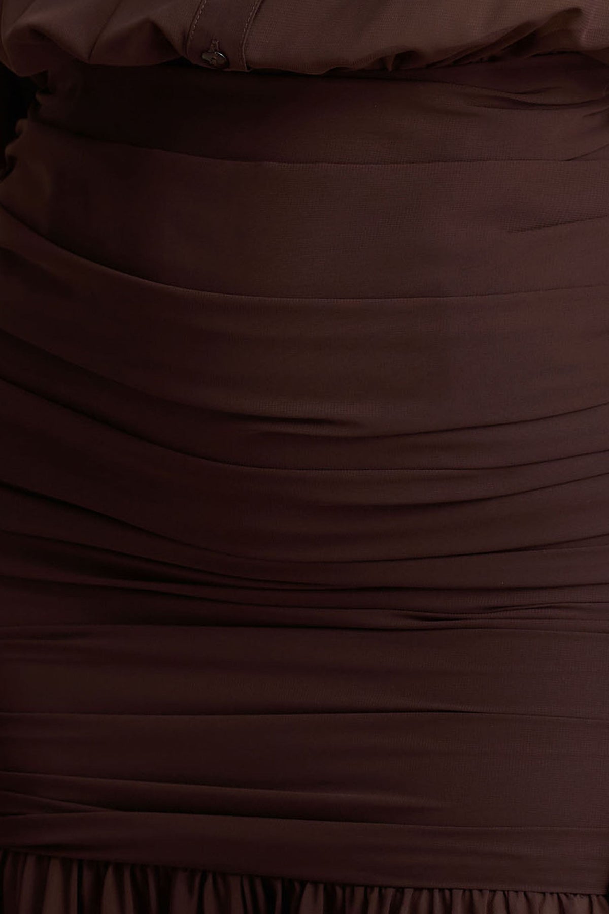 Kris | Brown Chiffon V Neck Long Sleeve A-Line Maxi Dress