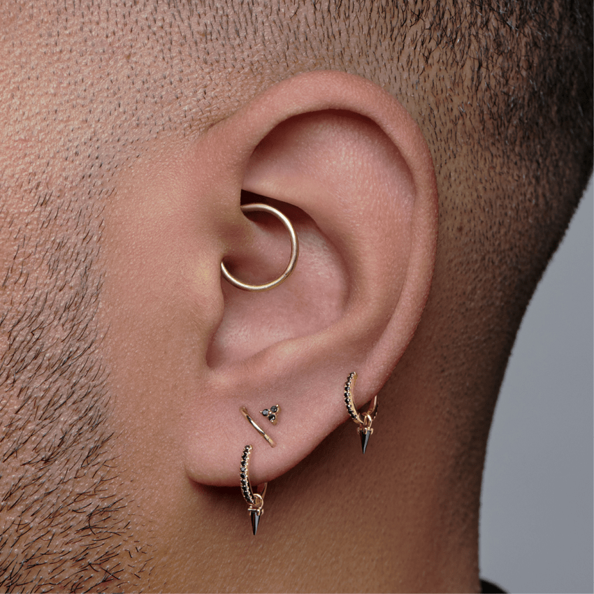 Black Diamond Trinity Threaded Stud Earring With Titanium Backing
